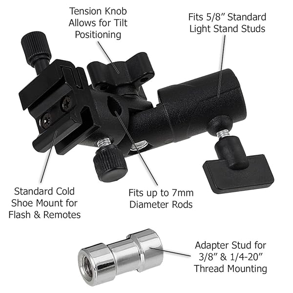 Fotodiox Fotodiox Elite Flash Bracket: Swivel/Tilt Light Stand with Umbrella Holder & Cold Shoe Mount - View 3 of 4
