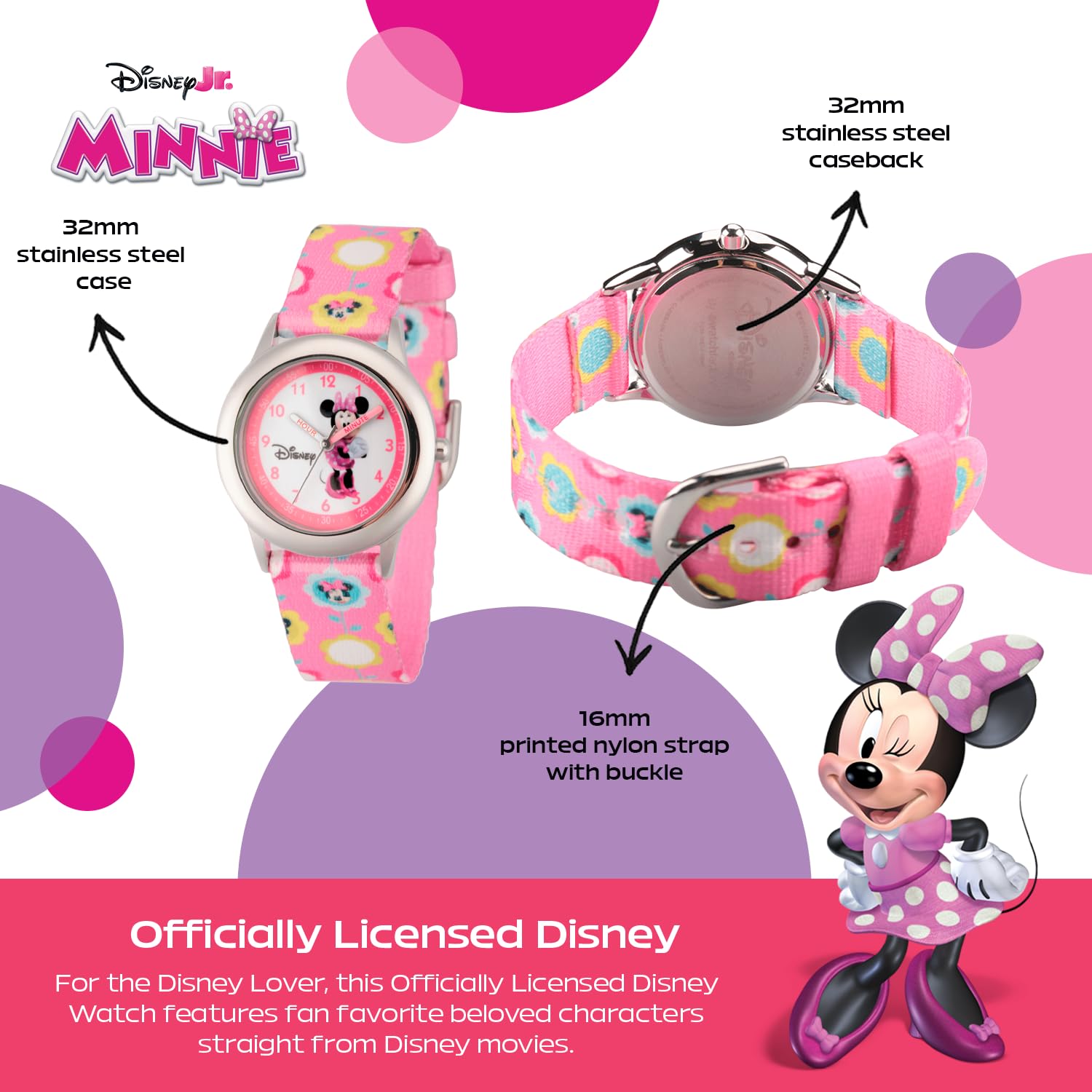 Disney Disney Kids Minnie Mouse Time Teacher Stainless Steel Watch for Easy Learning and Fun - View 3 of 6