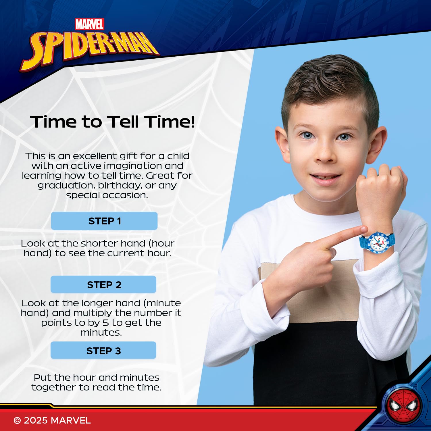 Marvel Marvel Spider-Man Kids Bezel Stainless Steel Time Teacher Analog Quartz Watch with Nylon Strap for Boys and Girls - View 5 of 6