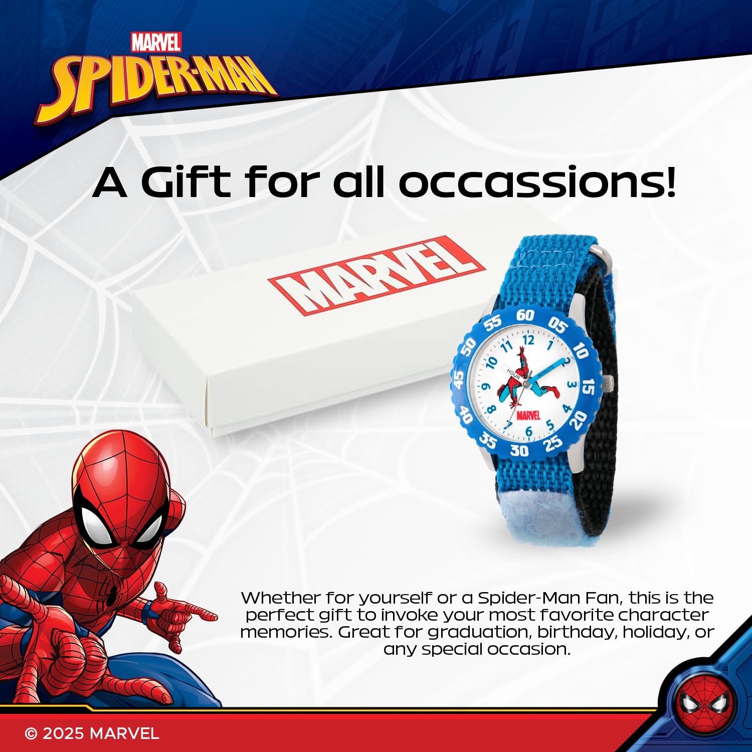 Marvel Marvel Spider-Man Kids Bezel Stainless Steel Time Teacher Analog Quartz Watch with Nylon Strap for Boys and Girls - View 6 of 6