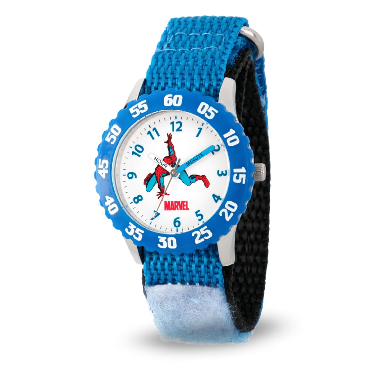 Marvel Marvel Spider-Man Kids Bezel Stainless Steel Time Teacher Analog Quartz Watch with Nylon Strap for Boys and Girls