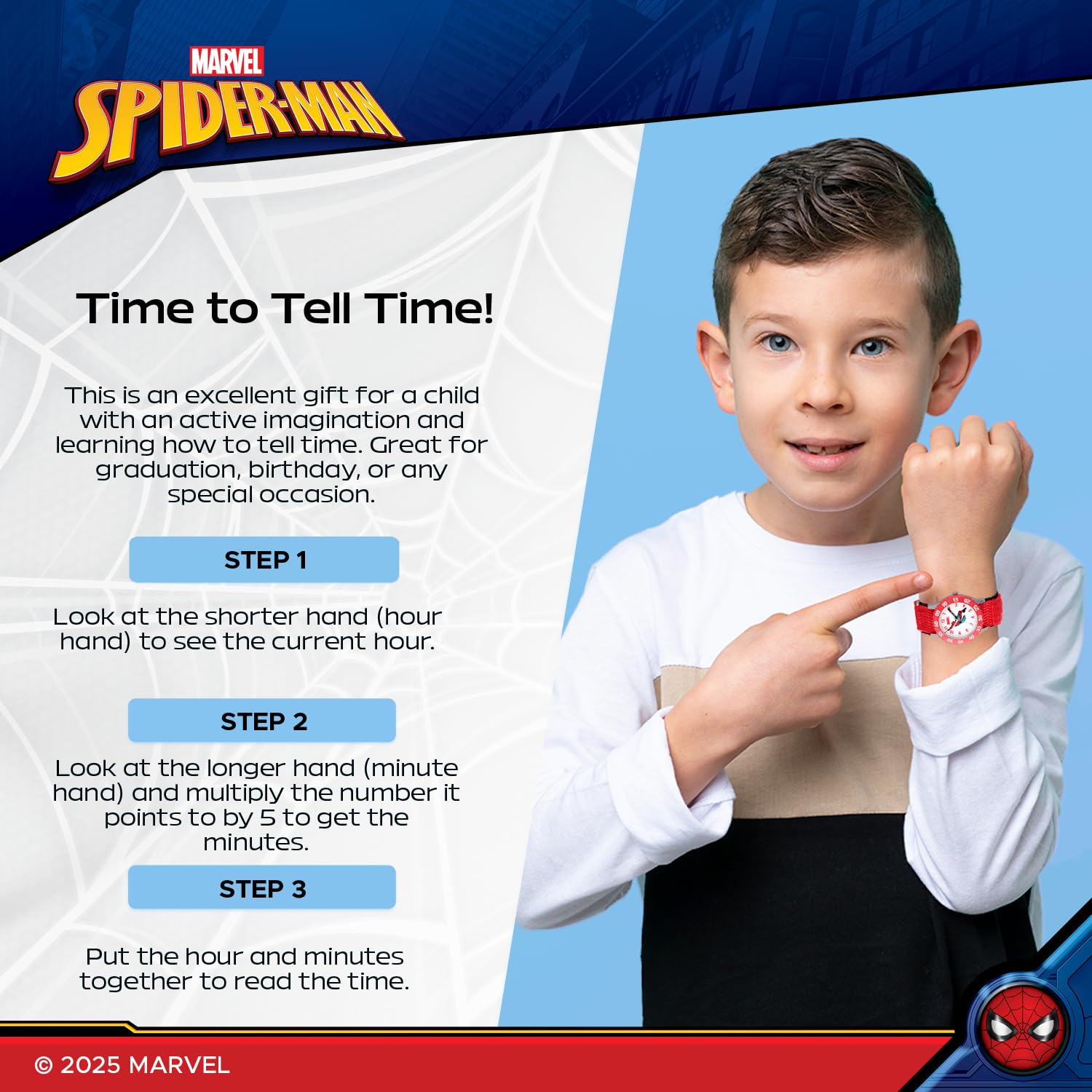 Marvel Marvel Spider-Man Kids Bezel Stainless Steel Time Teacher Analog Quartz Watch with Nylon Strap for Boys and Girls - View 5 of 6