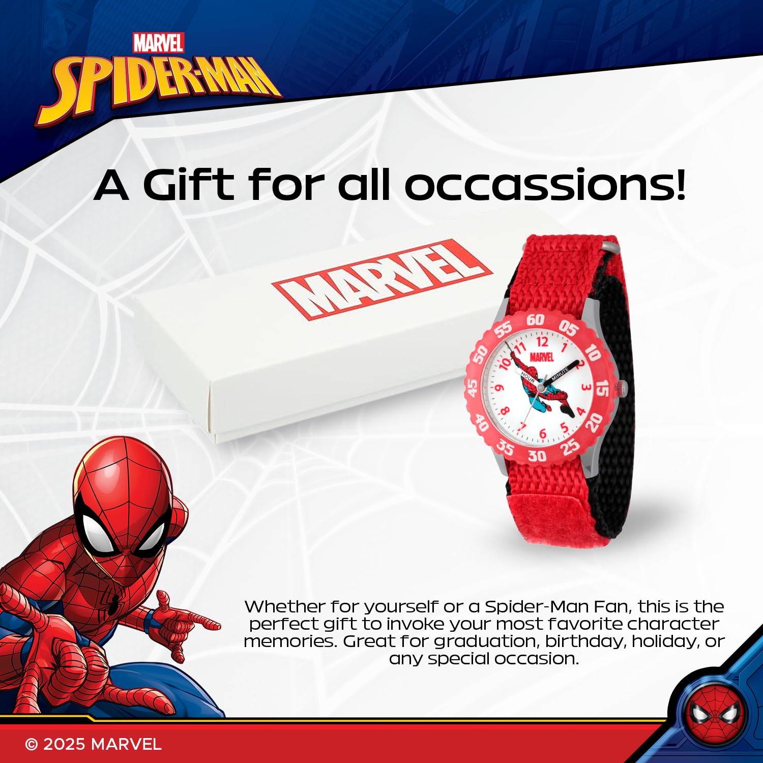 Marvel Marvel Spider-Man Kids Bezel Stainless Steel Time Teacher Analog Quartz Watch with Nylon Strap for Boys and Girls - View 6 of 6