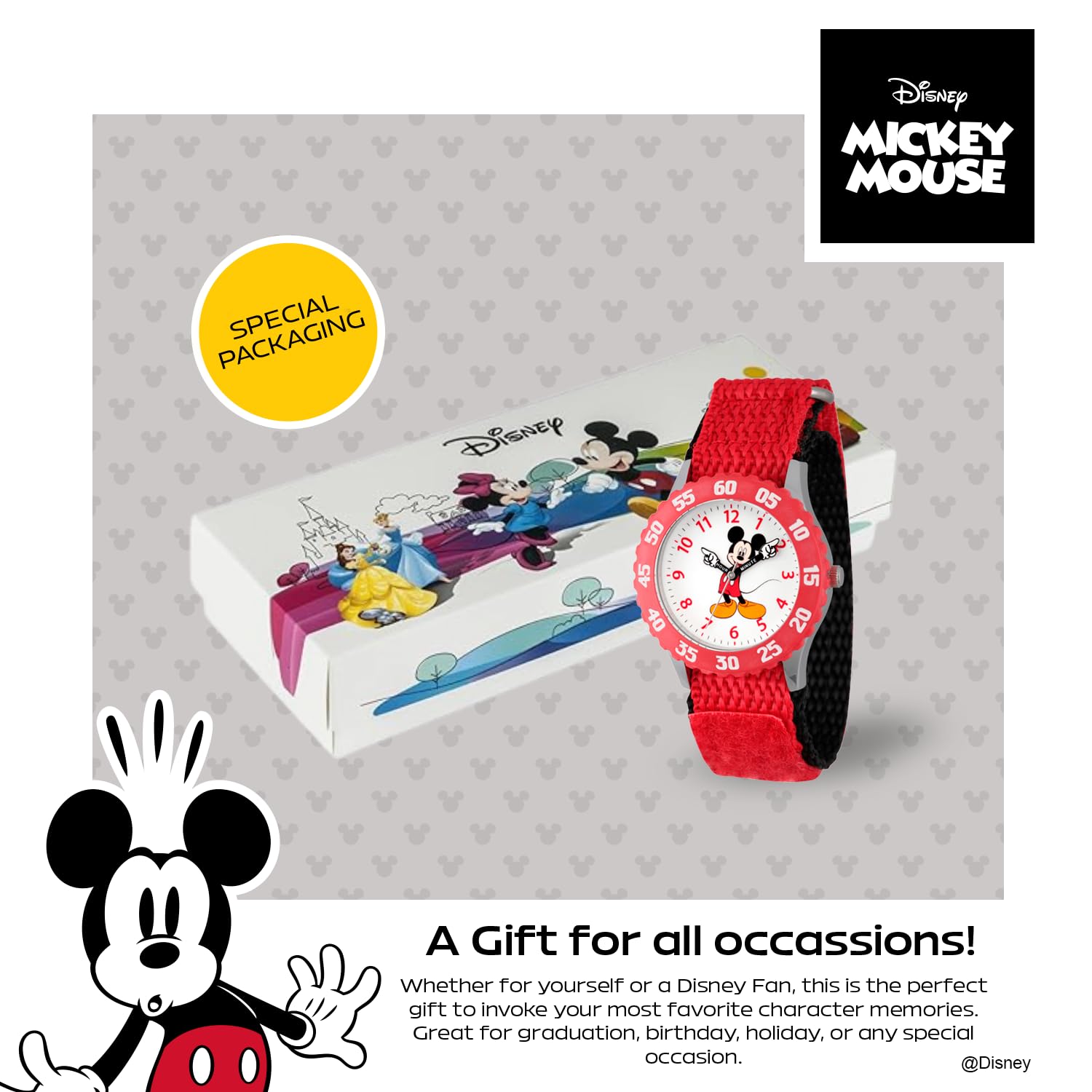 Disney Disney Mickey Mouse Kids Bezel Stainless Steel Time Teacher Analog Nylon Strap Watch for Boys and Girls - View 6 of 6