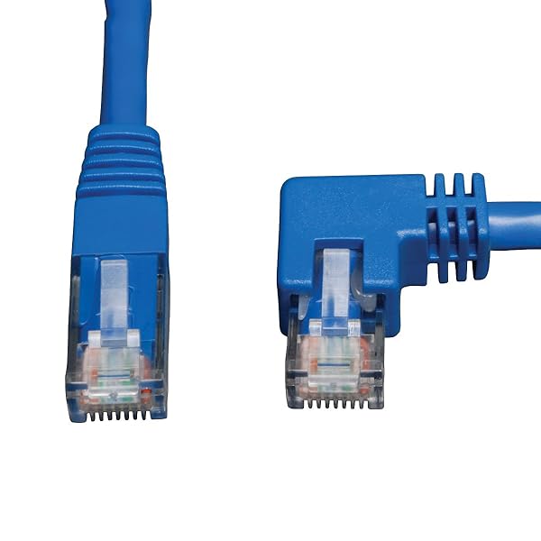 Eaton Tripp Lite 5-ft Cat6 Gigabit Right Angle RJ45 Patch Cable - Blue (N204-005-BL-RA) for Fast Networking