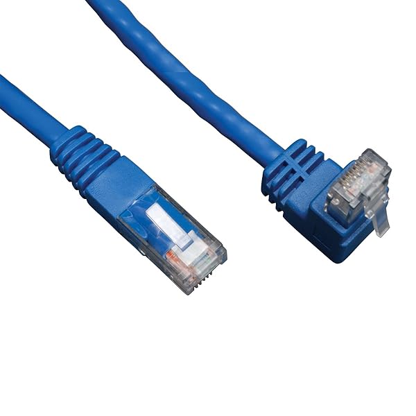 Eaton Tripp Lite 5-ft Cat6 Gigabit Right Angle RJ45 Patch Cable - Blue N204-005-BL-UP for Fast Networking