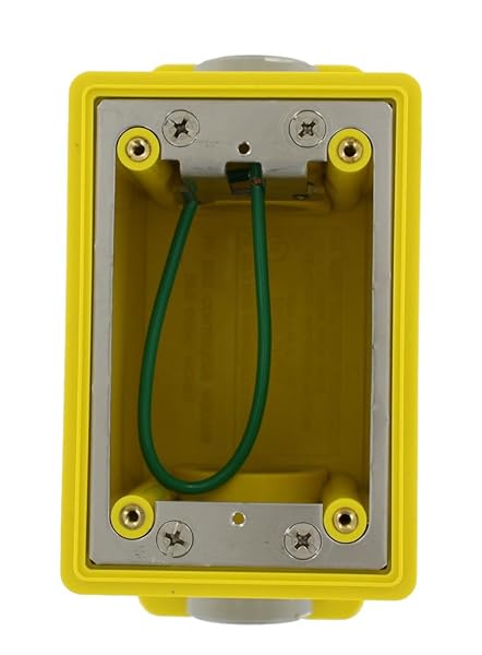 Leviton Leviton FDBX1-Y FD Box: 26 Cubic Inch, Single-Gang, Yellow with Plugs & Stainless Steel Mounting Plate