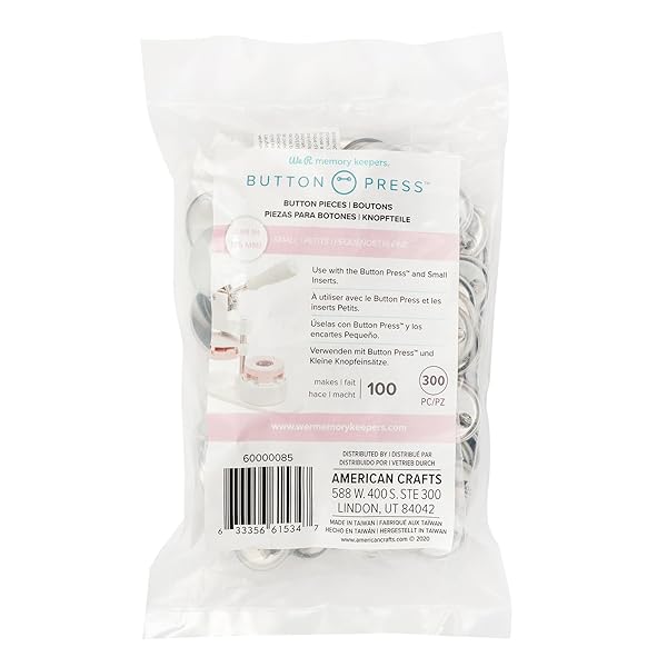We R Memory Keepers 100 Pack We R Memory Keepers Button Press Refill - DIY Custom Buttons for Bags, Backpacks, Pins & More