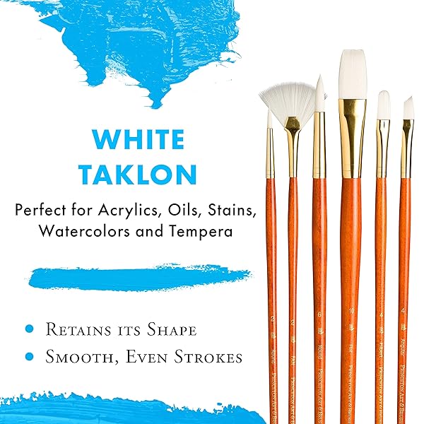 Princeton Princeton RealValue Paintbrush Set: Round, Fan, Filbert, Angular & Flat Brushes in Orange - Perfect for Artists! - View 3 of 8