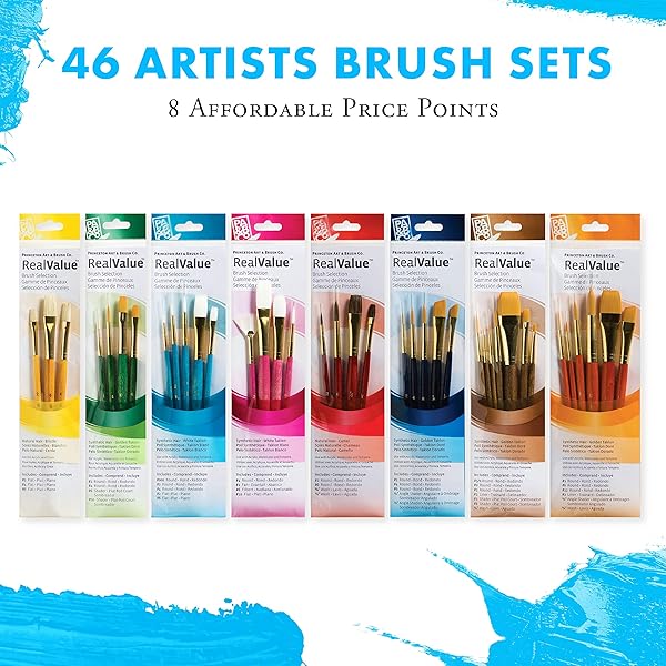 Princeton Princeton RealValue Paintbrush Set: Round, Fan, Filbert, Angular & Flat Brushes in Orange - Perfect for Artists! - View 4 of 8
