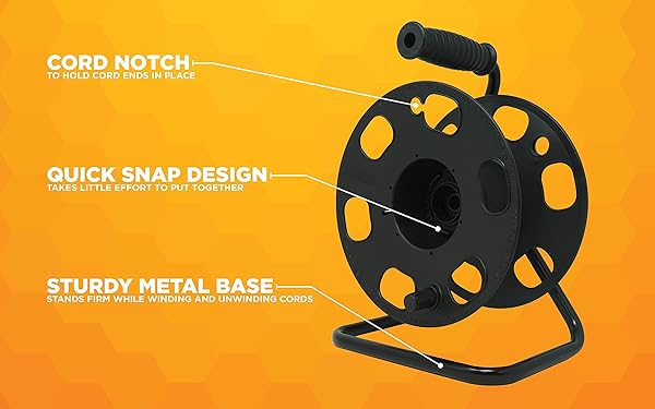 Woods Heavy Duty Woods 22849 Metal Extension Cord Reel Stand - Durable, Easy Grip, Holds 100ft 14/3 Gauge Cord - View 4 of 5