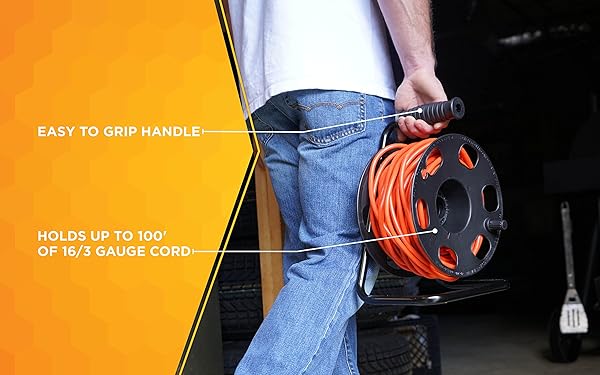 Woods Heavy Duty Woods 22849 Metal Extension Cord Reel Stand - Durable, Easy Grip, Holds 100ft 14/3 Gauge Cord - View 5 of 5