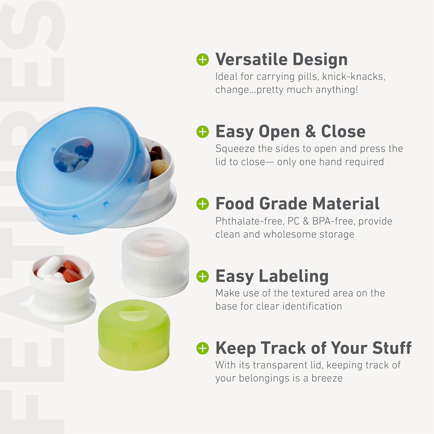 humangear humangear GoTubb Hard Container Easy Open Food Safe Material Clear Green Blue Small - View 4 of 9
