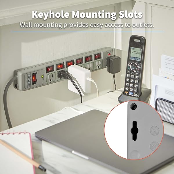 TRIPP LITE Tripp Lite TLP76MSG Surge Protector: 7 Outlet Power Strip with 6ft Cord & $25K Insurance - Lifetime Warranty - View 5 of 10