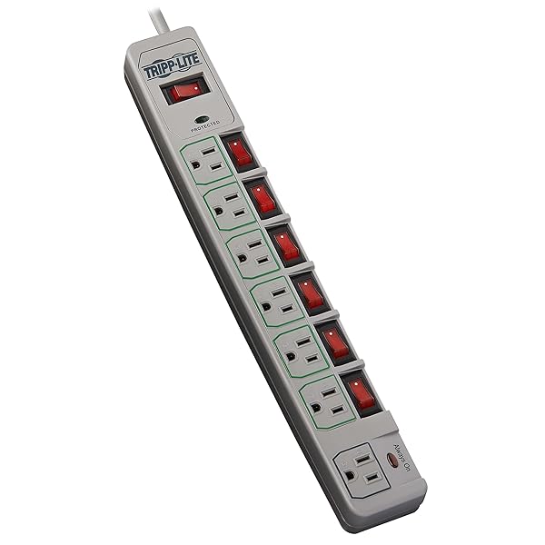 TRIPP LITE Tripp Lite TLP76MSG Surge Protector: 7 Outlet Power Strip with 6ft Cord & $25K Insurance - Lifetime Warranty - View 2 of 10