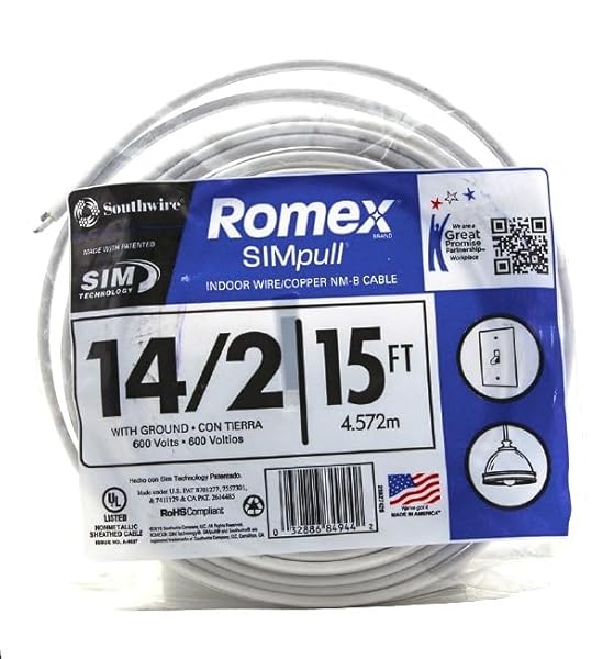 Southwire Buy Southwire Romex 14/2 W/G NMB Cable 15ft Coil - Solid Indoor Wiring Solution - View 9 of 10