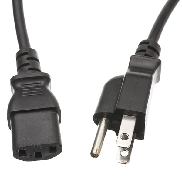 CableWholesale Buy CableWholesale 12ft Shielded Power Cord - NEMA 5-15P to IEC C13, 18AWG, 10A, 125V - Durable Black 3 Prong Cable