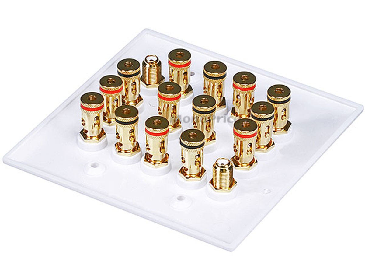 Monoprice Monoprice 2 Gang 7.2 Surround Sound Distribution Wall Plate White for Home Theater Setup - View 2 of 4