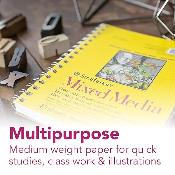 Strathmore Strathmore 300 Series Mixed Media Paper Pad 5.5x8.5 - 40 Sheets for Watercolor, Ink & More | Ideal for Artists & Students - View 3 of 7