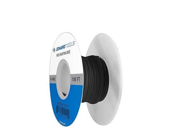 Jonard Tools R24BLK-0100: 24 AWG Black Insulated Kynar Copper Wire Roll - 100 ft Length