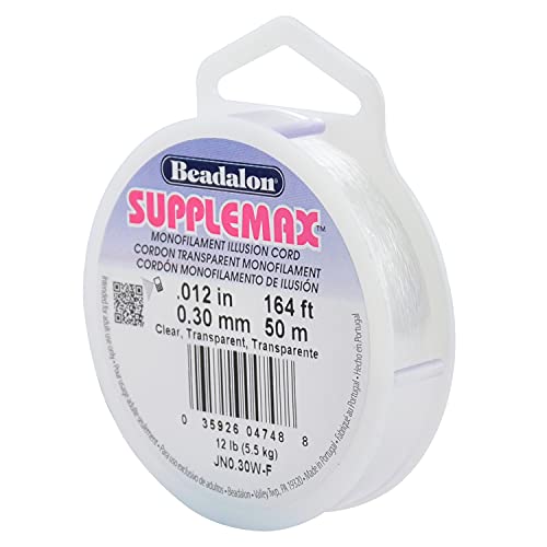 Beadalon Beadalon SuppleMax Illusion Beading Cord 0.30mm Clear Monofilament - 50m for Jewelry Making