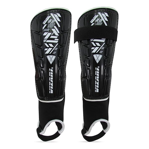 Vizari Vizari Malaga Kids Soccer Shin Guards - Lightweight, Breathable Calf Protection | Black/White | Medium Size