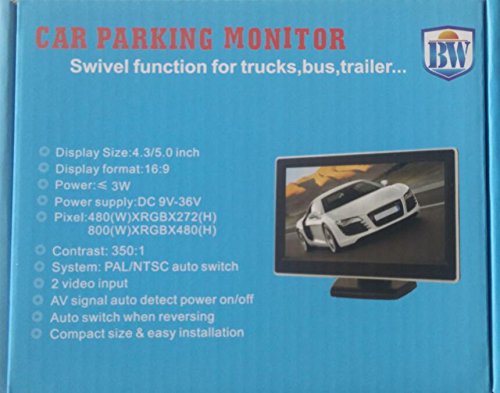 B+W BW 4.3'' Color TFT Car Monitor - 480x272 Resolution Rear-View System for Cars & Automobiles - View 10 of 10