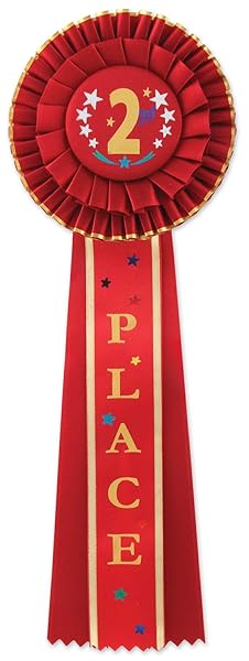 Beistle 2nd Place Deluxe Rosette: Premium Awards Ribbon for Celebrations & Competitions