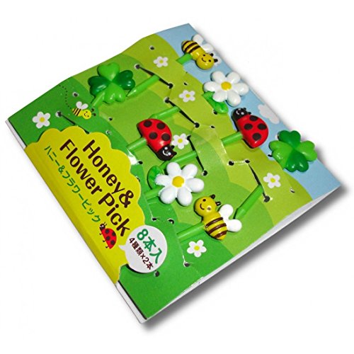 Adorable CuteZCute Bento Food Picks - 8-Piece Honey Bee & Flower Set for Fun Lunches!