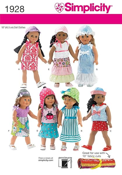 Simplicity Simplicity Sewing Pattern 1928 Doll Clothes One Size for Easy and Fun Crafting Projects