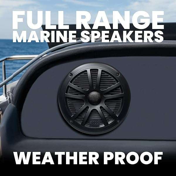 BOSS Audio Systems "Upgrade Your Boat Sound: BOSS MR6B 6.5" Marine Speakers - 180W, Weatherproof, Full Range, Coaxial, Sold in Pairs" - View 3 of 7