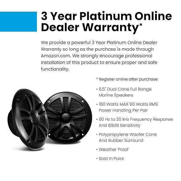 BOSS Audio Systems "Upgrade Your Boat Sound: BOSS MR6B 6.5" Marine Speakers - 180W, Weatherproof, Full Range, Coaxial, Sold in Pairs" - View 6 of 7