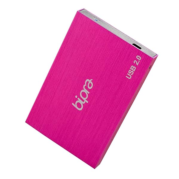 " BIPRA 2.5" USB 2.0 Slim Hard Drive - Sweet Pink 320GB FAT32 - Portable Storage Solution"