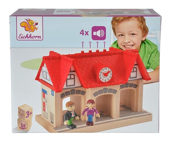 Eichhorn Eichhorn Wooden Soundstation for Train Sets 4 Piece Brown High Quality Educational Toy