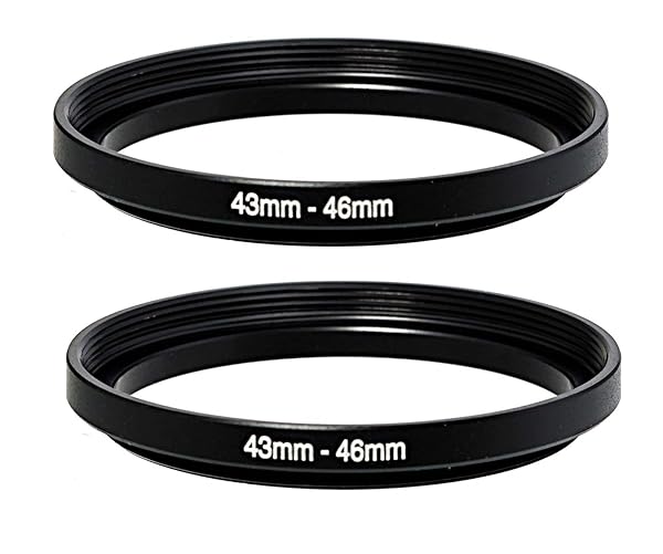 43-46MM Step-Up Ring Adapter: 2 Pcs for DSLR Lens & Filters - 43mm Male to 46mm Female