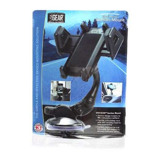 USA Gear USA Gear Auto Windshield Mount: Adjustable Phone Holder for iPhone, Galaxy, LG & More - Strong Suction Clamp - View 9 of 9