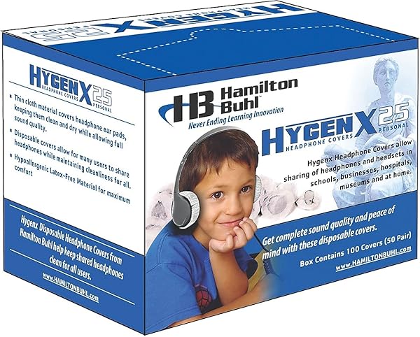 HamiltonBuhl "Buy HamiltonBuhl HygenX Sanitary Ear Cushion Covers - 50 Pairs for On-Ear Headphones (2.5" White) - HygenX25"