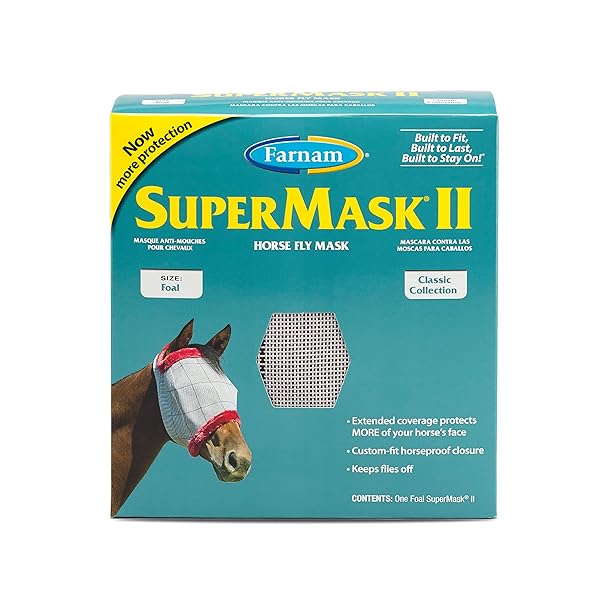 Farnam Farnam SuperMask II Fly Mask for Foals - Full Face Coverage & Eye Protection from Insects