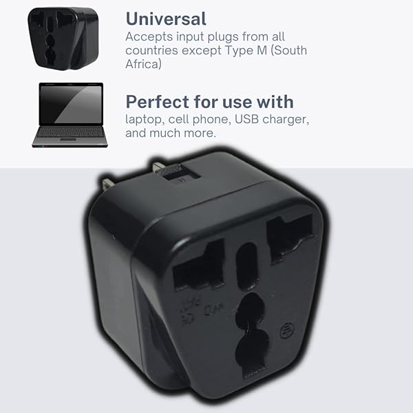 Tmvel Tmvel Universal Power Adapter: EU/UK/CN/AU to USA Plug Converter for Cell Phones - Fast Charging Solution - View 4 of 6