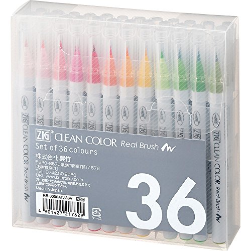 Kuretake Buy Kuretake ZIG CLEAN COLOR Real Brush 36 Set - AP-Certified, Odorless, Flexible Tip for Professional Art - Made in Japan