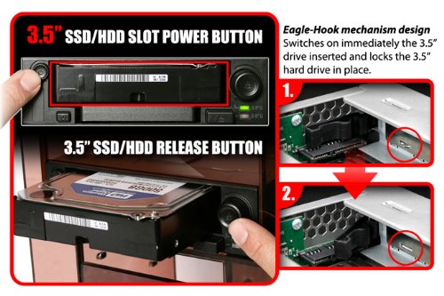 ICY DOCK "ICY DOCK DuoSwap MB971SP-B: 2 Bay 2.5" & 3.5" SATA HDD/SSD Hot Swap Caddy for 5.25" External Bay" - View 4 of 6