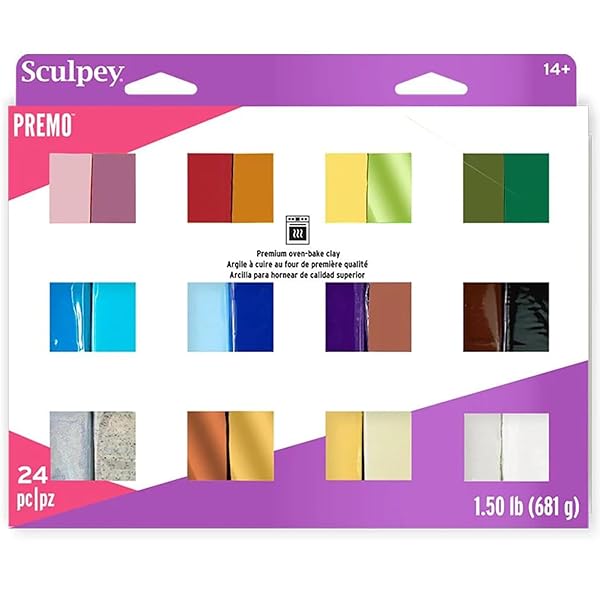 Sculpey 24-Color Sculpey Premo Polymer Clay Sampler - Non-Toxic, Oven-Bake, Perfect for Jewelry & DIY Projects