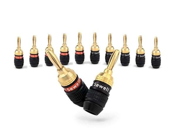 Sewell Deadbolt Banana Plugs 6-Pairs by Sewell - Gold Plated Speaker Connectors for Quick Setup (SW-29863-6)