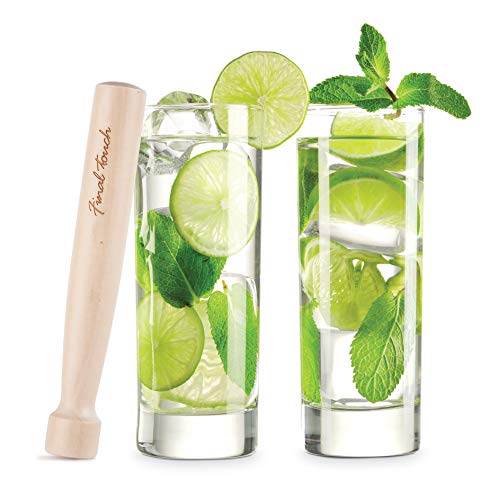 Final Touch Final Touch Premium Mojito Set with Tom Collins Glasses and Wooden Muddler Complete Cocktail Kit for Perfect Mojitos