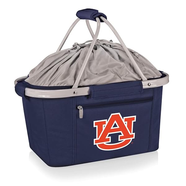 PICNIC TIME Shop NCAA Auburn Tigers Insulated Picnic Basket - Collapsible Utility Tote Cooler Bag