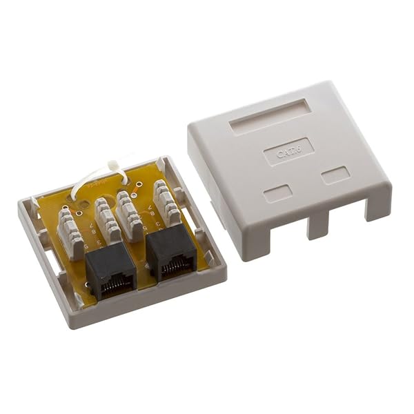 Cmple Cmple 2 Port Cat6 Surface Mount Box - Dual Port RJ45 Ethernet Solution with Screws & Double-Sided Adhesive - View 4 of 5