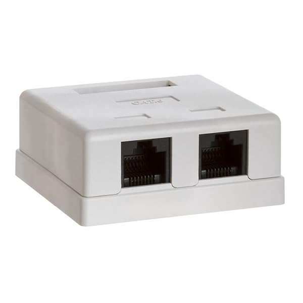 Cmple Cmple 2 Port Cat6 Surface Mount Box - Dual Port RJ45 Ethernet Solution with Screws & Double-Sided Adhesive - View 2 of 5