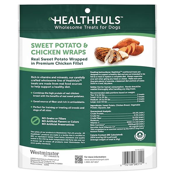 HEALTHFULS Healthfuls Chicken Wrapped Sweet Potato Dog Treats 16oz Natural Healthy Snack for Dogs - View 6 of 8