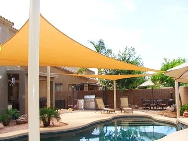 MTN Shadesmith 20'x20' Oversized Triangle Sun Sail Shade for Garden & Patio - Desert Sand Color