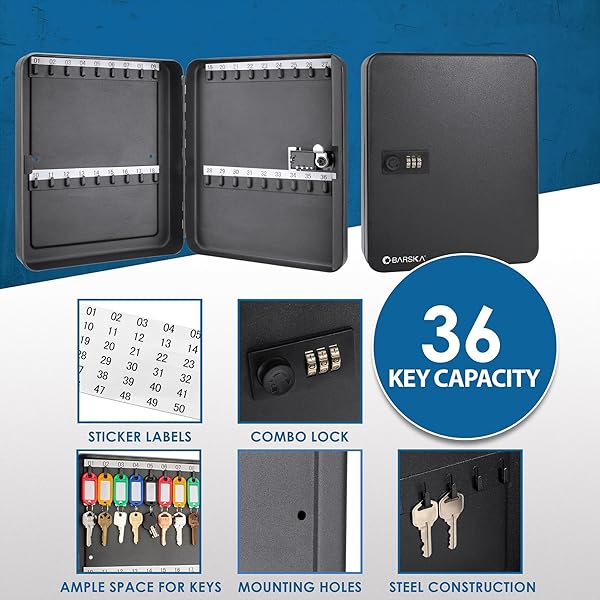BARSKA BARSKA 36 Position Key Safe with Combination Lock - Secure Medium Storage Solution - View 4 of 8